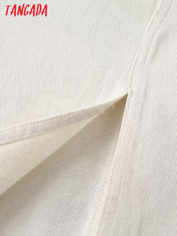 Tangada 2023 női bézs farmer szoknya Vintage cipzáras női elegáns hosszú szoknya 6L65