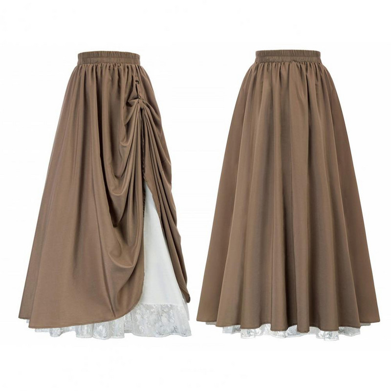 Női Retro középkori elasztikus csipke magas derekú boho maxi szoknya alkalmi húzózsinóros vonalas ingruhák hát nélküli vintage body