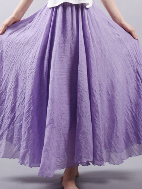 Női elegáns, magas derekú lenvászon maxiszoknya 2022 nyári női alkalmi, rugalmas derékrész, 2 rétegű szoknya saia feminina