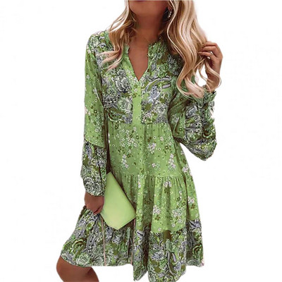 Női ruha Fodor Virágmintás Tavaszi Nyári Beach Party ruha Vintage A-vonalú mini ruha Női ruházat bankettre