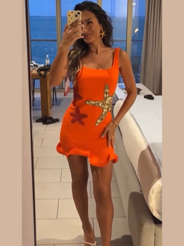 Szexi, szuszpenziós csillaggal díszített rövid ruha nőknek Nyári Ujjatlan Hát nélküli női Mini ruhák Női nyaralás Beachweras