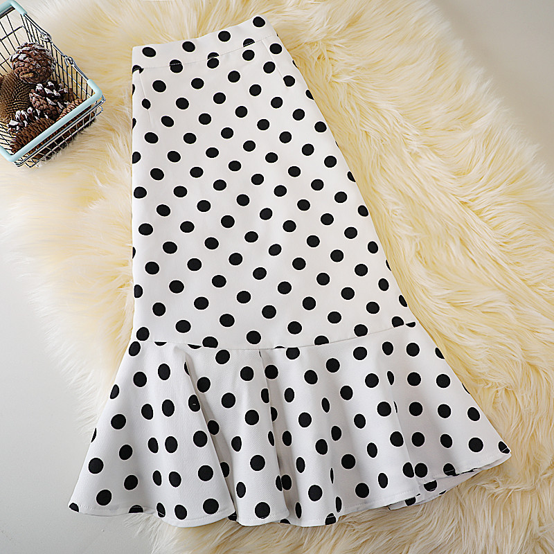 Matakawa szabálytalan sellő szoknyák női pöttyös fodrok irodai hölgy nyári Faldas koreai divat magas derekú Jupe Femme