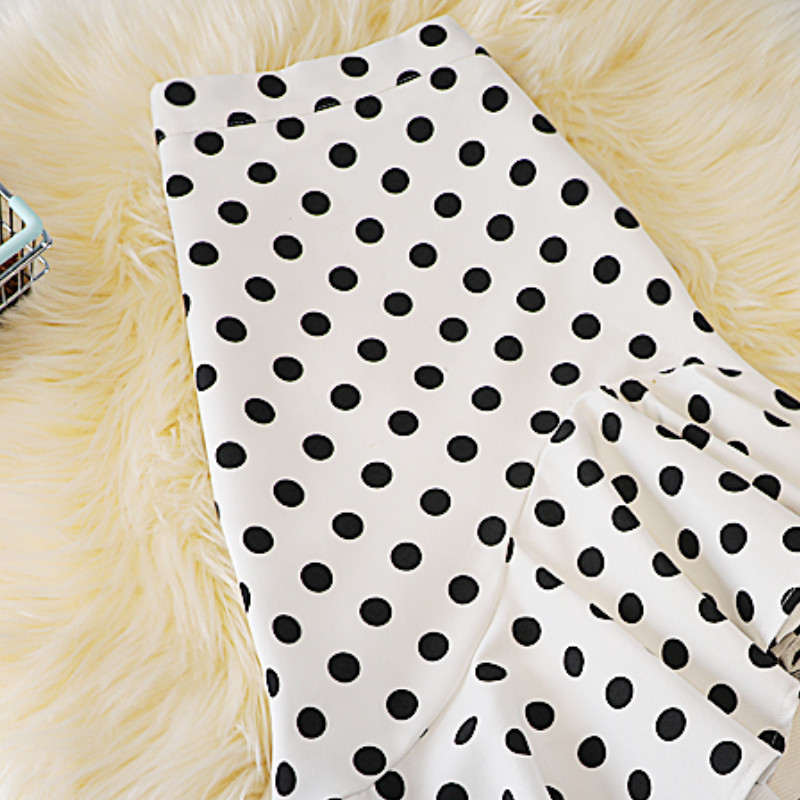 Matakawa szabálytalan sellő szoknyák női pöttyös fodrok irodai hölgy nyári Faldas koreai divat magas derekú Jupe Femme