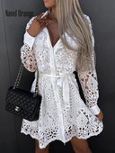 Tavaszi őszi szolid, vintage női, kivágott miniruha V-nyakú, hosszú ujjú, alkalmi női kardigán ruha Utcai ruházat Dropshipping