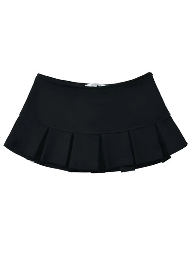 XNWMNZ 2024 Női divat Alacsony derékú mini szoknya széles redős frottír szövet oldalsó cipzár A vonal Skort The Spice Girls dögös édes nő