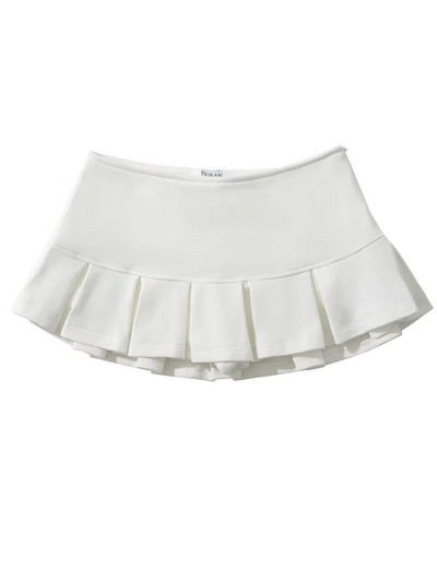 XNWMNZ 2024 Női divat Alacsony derékú mini szoknya széles redős frottír szövet oldalsó cipzár A vonal Skort The Spice Girls dögös édes nő