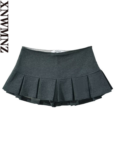 XNWMNZ 2024 Női divat Alacsony derékú mini szoknya széles redős frottír szövet oldalsó cipzár A vonal Skort The Spice Girls dögös édes nő