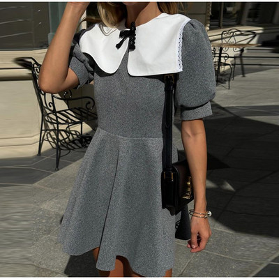 Elegáns babagalléros női ruha 2024 tavaszi nyár divat vékony, rövid ujjú gombos női ruhák High Street Vestidos