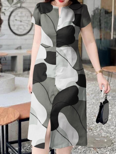 ZANZEA női ünnepi Midi ruha divatos virágmintás Sundress Vintage rövid ujjú hasított Vestidos alkalmi 2024 nyári hosszú ruha