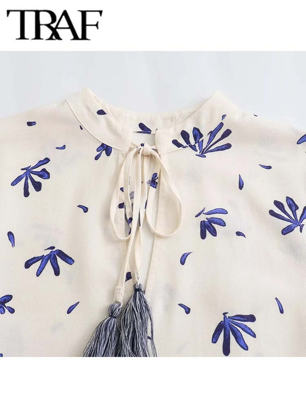 TRAF Print fodros mini ruha női vintage rövid ruhák nőknek 2024 bő női parti ruha hosszú ujjú alkalmi ruhák