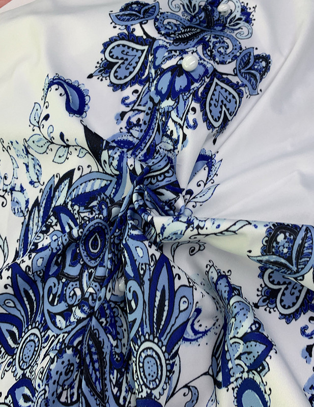 Női divat őszi új kék mintás V-nyakú hosszú ujjú bohém ruha Elegáns női öv lámpás ujjú ünnepi ruhák