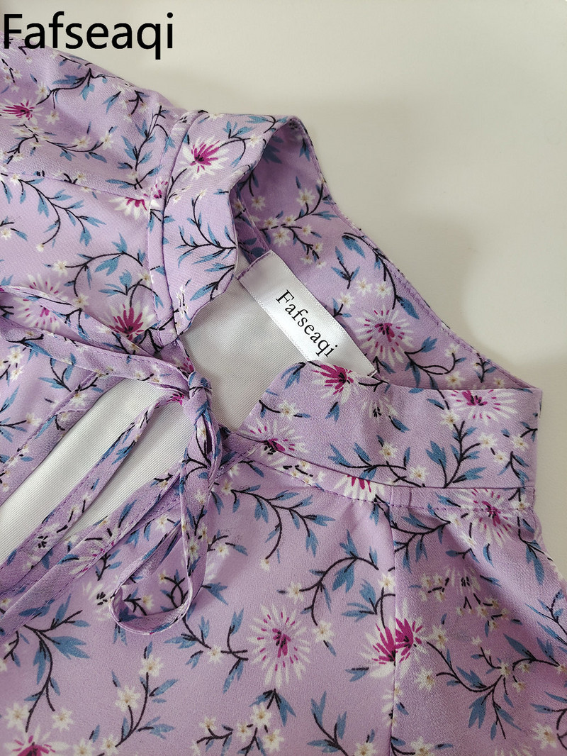 Nyári virágmintás sifon ruha vékony nőknek Szexi A-vonalú miniruha virágos hosszú ingekkel Laza női fodros blúz felső