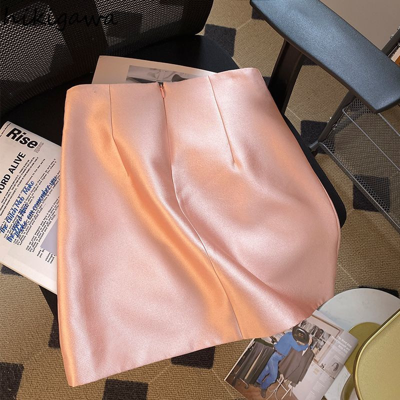 Temperamentum női szoknya, magas derekú A-vonalú Jupe Fashion Gyöngyös Vintage Saia koreai miniszoknya 2023 Faldas Mujer De Moda 27r897