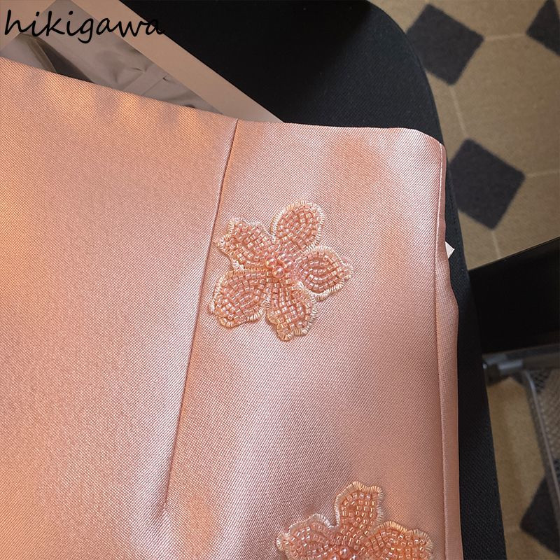 Temperamentum női szoknya, magas derekú A-vonalú Jupe Fashion Gyöngyös Vintage Saia koreai miniszoknya 2023 Faldas Mujer De Moda 27r897