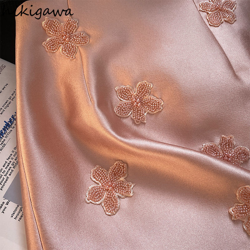 Temperamentum női szoknya, magas derekú A-vonalú Jupe Fashion Gyöngyös Vintage Saia koreai miniszoknya 2023 Faldas Mujer De Moda 27r897