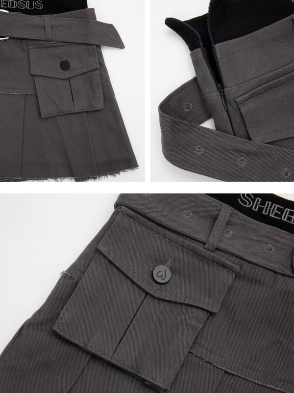 Mini szoknyák Női Patchwork Retro szexi redőzött Összes Faldas Design Szafari Stílus Személyiség Ulzzang Hot Girls Nyári Farmer