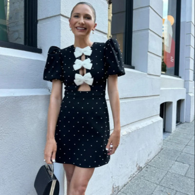 Szexi fém szerelmes estélyi ruha, női, kimélyített, puffadt, rövid ujjú, vékony, piros miniruhák, 2024-es divatos női, elegáns parti köntösök