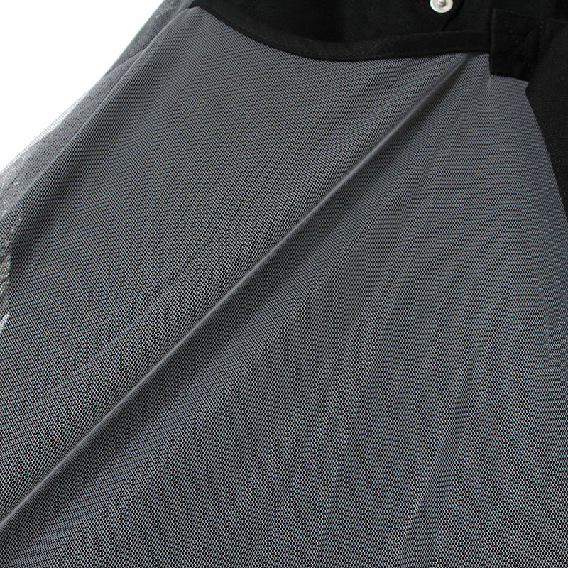 Fusta coreeană de lux, negru, mozaic, elegant, vintage, plasă mare, tul boho, petrecere midi Fusta zburătoare umflată lunară