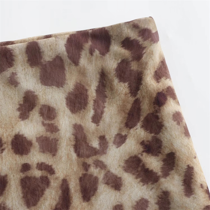 TRAF leopárdmintás tüll szoknya női magas derekú hosszú női szoknyák 2024 Vintage hálós midi szoknya Y2k nyári elegáns szoknyák