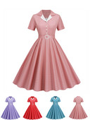 Kockás vintage irodai nyári női ruhák női 2024-es divatos retro 50-es 60-as 70-es évek Swing Pinup Rockabilly partiruha Köntös Vestidos