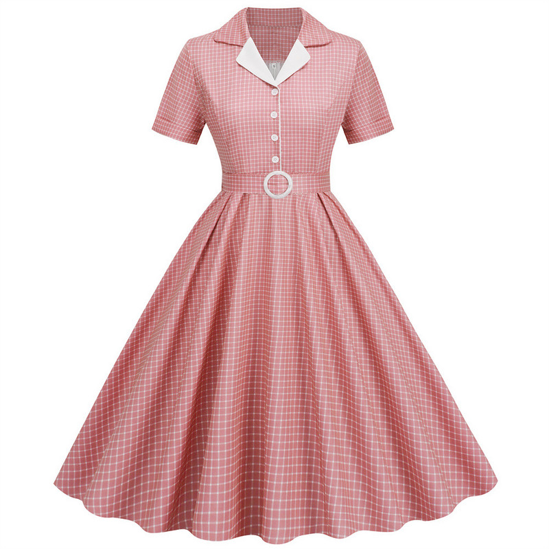 Kockás vintage irodai nyári női ruhák női 2024-es divatos retro 50-es 60-as 70-es évek Swing Pinup Rockabilly partiruha Köntös Vestidos