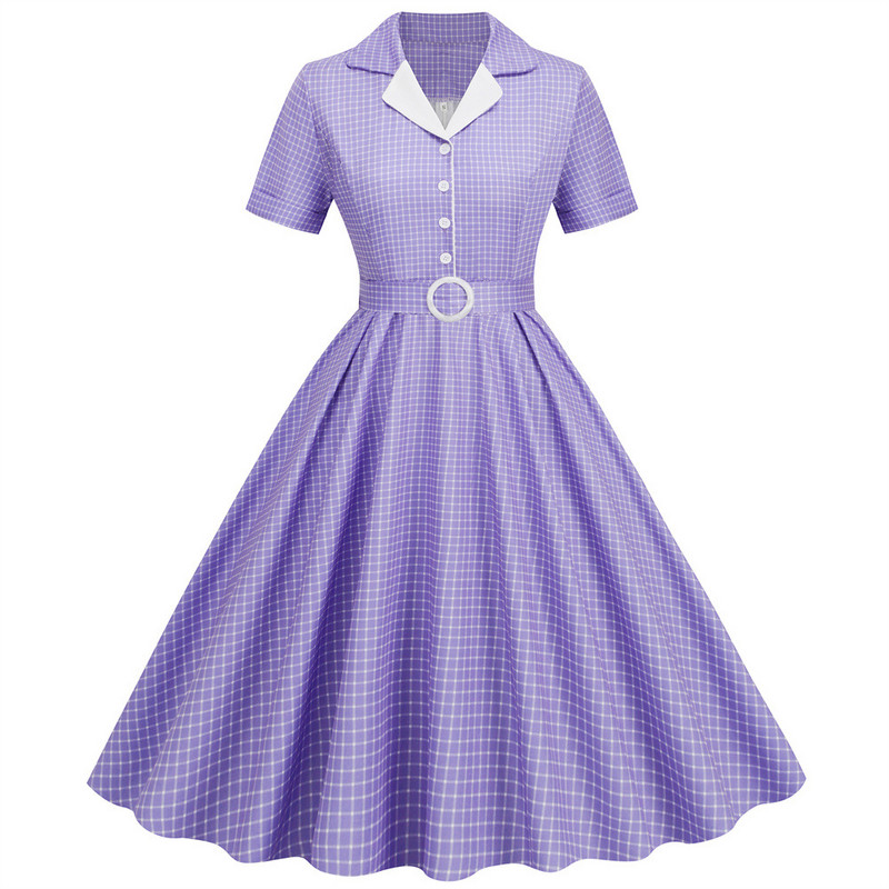 Kockás vintage irodai nyári női ruhák női 2024-es divatos retro 50-es 60-as 70-es évek Swing Pinup Rockabilly partiruha Köntös Vestidos