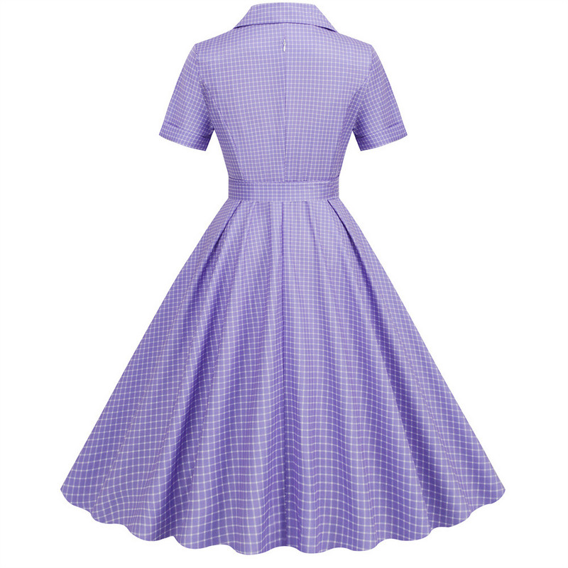 Kockás vintage irodai nyári női ruhák női 2024-es divatos retro 50-es 60-as 70-es évek Swing Pinup Rockabilly partiruha Köntös Vestidos