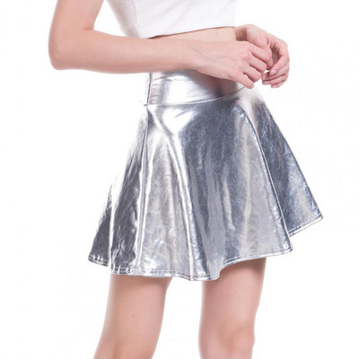 PU bőr miniszoknya, magas derekú, élénk színű női éjszakai klubszínpadi bemutató korcsolyázó szoknya Utcai viselet