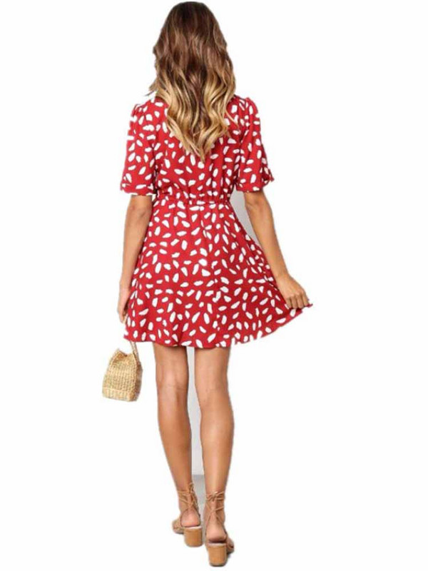 White Sand Spot mini nyári ruhák, női, V nyakú, alkalmi tengerparti napruha Szexi alsó testű, női ruha