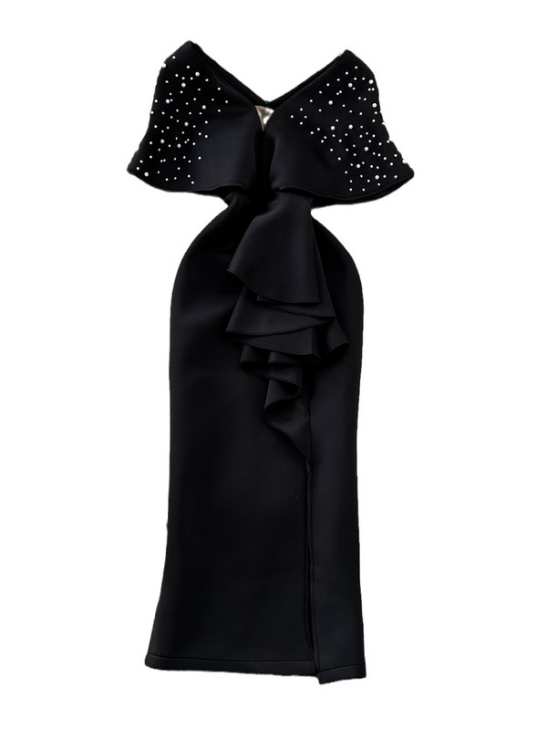 XFPV női édes, csúcskategóriás körömgyöngy, V-nyakú derékbetekerhető fenék ruha Vestidos Y2k koreai divat dagály ősz tél 2023 SM9042