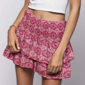 Γυναικείο καλοκαιρινό Bohemian Floral print Μίνι φούστα με πλισέ βολάν με στάμπα Vintage Φόρεμα για Γυναικεία Vestido De Mujer