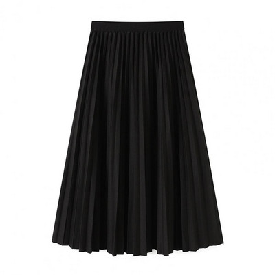 Magas derekú, hosszú szoknya Elegáns női maxi szoknya elasztikus magas derékkal, A-vonalú kialakítás, hajtogatott, egyszínű, nagy szegély munkához