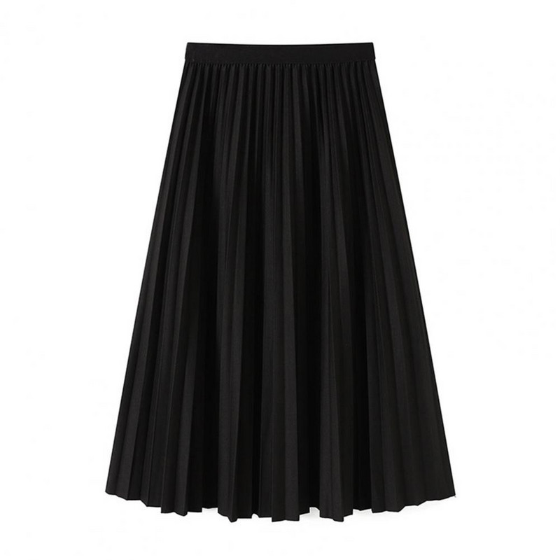 Magas derekú, hosszú szoknya Elegáns női maxi szoknya elasztikus magas derékkal, A-vonalú kialakítás, hajtogatott, egyszínű, nagy szegély munkához