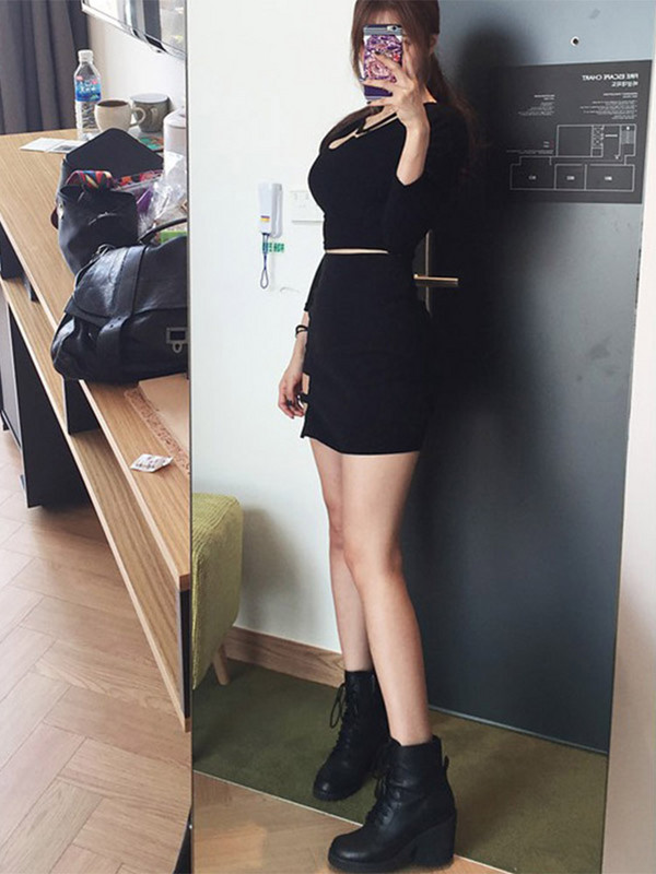 Κορεάτικο στυλ Μαύρες φούστες με ακανόνιστο στρίφωμα Μίνι φούστα με μολύβι Σέξι λεπτές γυναικείες φούστες για πάρτι