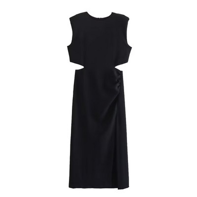 TRAFZA új, kivágott rózsa piros ruha, női, nyár, hosszú, női ruhák, ujjatlan midi parti ruhák elegáns estélyi ruha