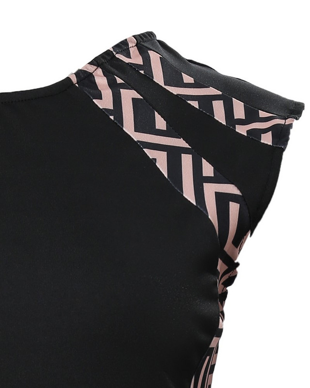 Szexi női ruhák nyári, geometrikus mintás, kerek nyakú, ujjatlan Bodycon ruha