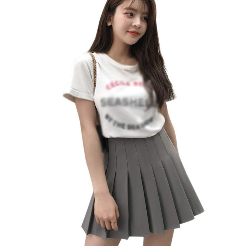 Szexi női rövid szoknya aranyos női rakott szoknya Csillogásmentes, magas derékú egyszínű miniszoknya nyári női szoknya