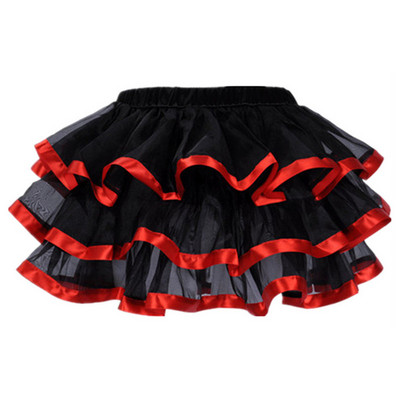 Felnőtt női szoknyák Mini Fodor Réteges Szalag díszítés Organza Punk Skull Tutu Szoknya Cosplay Jelmez Lolita Fűző S-6XL Nagy méretű