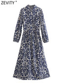 ZEVITY Női Vintage Ink Graffiti Nyomtatott szárnyak Midi ing Ruha Irodai Lady Chic zsebek Patch Alkalmi karcsú Vestidos Mujer DS9367