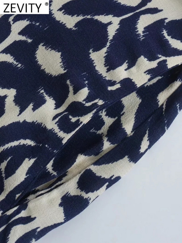 ZEVITY Női Vintage Ink Graffiti Nyomtatott szárnyak Midi ing Ruha Irodai Lady Chic zsebek Patch Alkalmi karcsú Vestidos Mujer DS9367