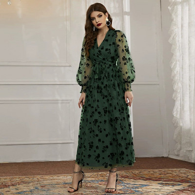 Kevadine Maroko kleit moslemi pitsiga trükitud abayad naistele Elegantsed peokleidid Dubai Türgi Kaftan Robe Femme Vestidos