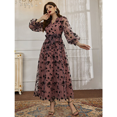 Kevadine Maroko kleit moslemi pitsiga trükitud abayad naistele Elegantsed peokleidid Dubai Türgi Kaftan Robe Femme Vestidos