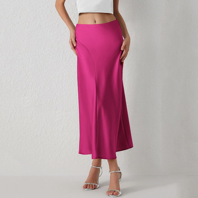 2024-es nyári elegáns női szoknyák szatén selyem koreai divatszoknya Faldas Mujer irodai női alkalmi tömör, magas derekú partiszoknyák