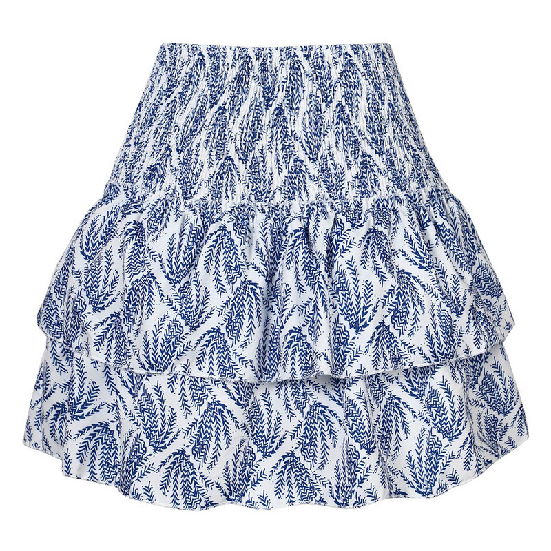 Női Boho szoknya, magas derekú, drapériás női A-vonalú rövid szoknya réteges fodrok virágmintás nyári szoknya Ruházat Faldas