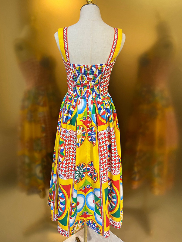 Nyári nyaralás tengerparti spagetti pántos ruha női pamut párnázott csésze Colorblock nyomtatott cipzár Elasztikus hát nélküli Midi Vestidos