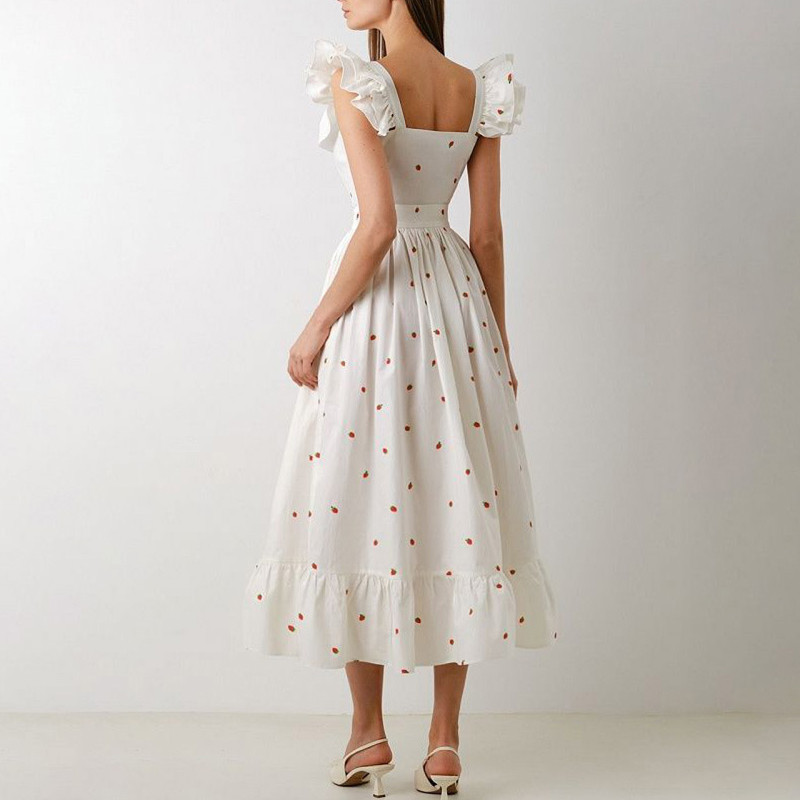 Női szexi szögletes gallér szegély Boho hosszú ruha tavaszi nyomat gombos, vonalas parti ruha nyári puff ujjú fodros ünnepi maxi ruha