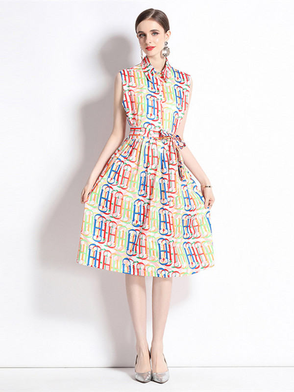 Nyári Runway divatos levélnyomat piros ing ruha, ujjatlan női, egysoros csokornyakkendő, fűzős, vékony Midi Vestidos