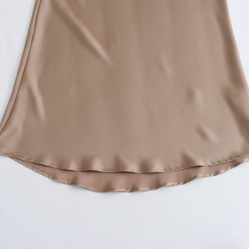 Tangada 2024 női tömör szatén szoknya, rugalmas, magas derekú női hosszú szoknya 6X007