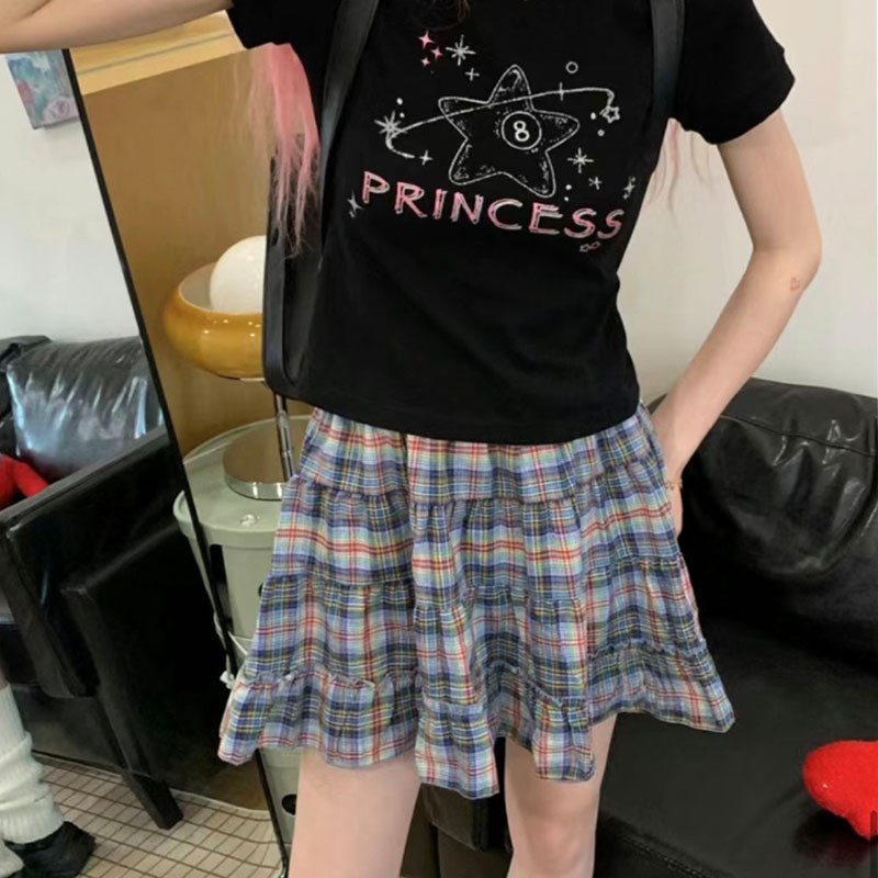 Deeptown kockás szoknya női mini szoknya Japán stílusú fodros réteges rövid szoknyák Aranyos utcai viselet Vintage Harajuku Preppy szoknya