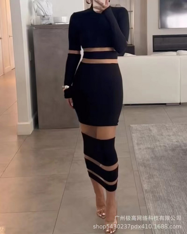 Szexi ruha Y2k divatos, sokoldalú, alkalmi, vállon kívüli csipkefoltos hosszú ujjú midi ruhák női őszre és télre Új 2023